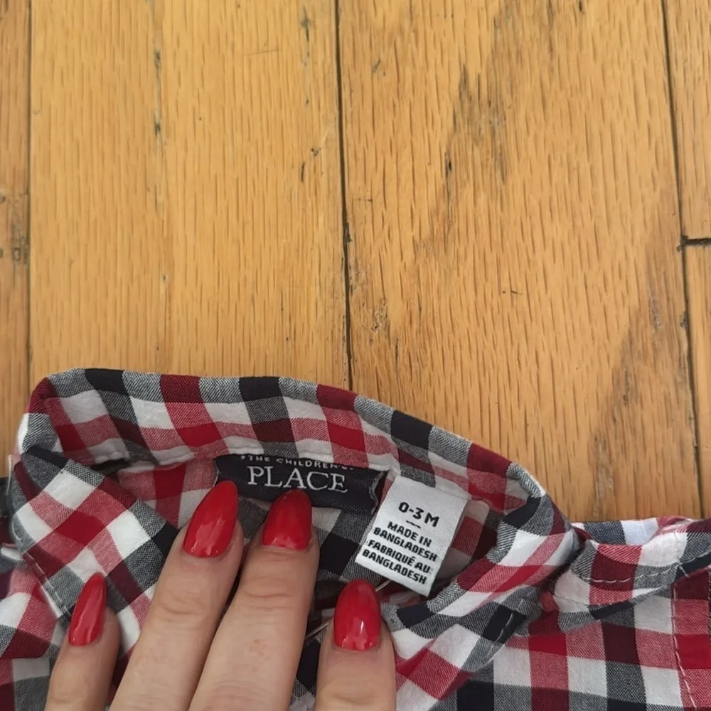 The Children’s Place | Red/White/Black Plaid | Bodysuit | Boy’s 0-3M